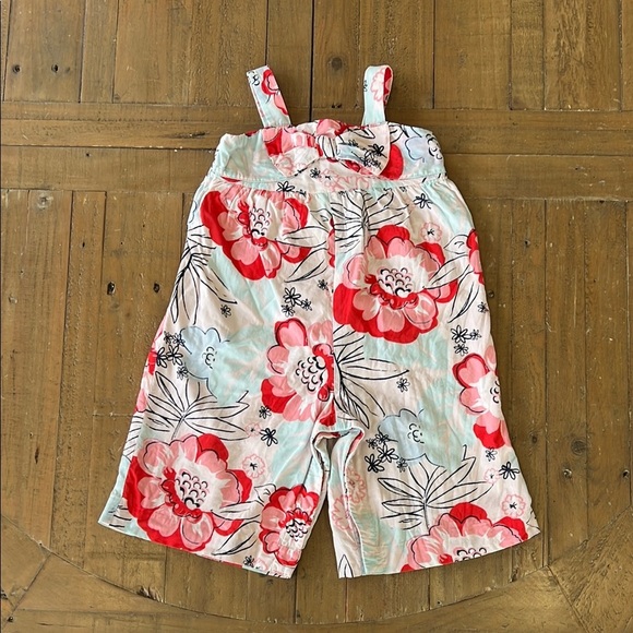 Janie and jack floral sketch wide leg bow front romper jumpsuit - Picture 1 of 9